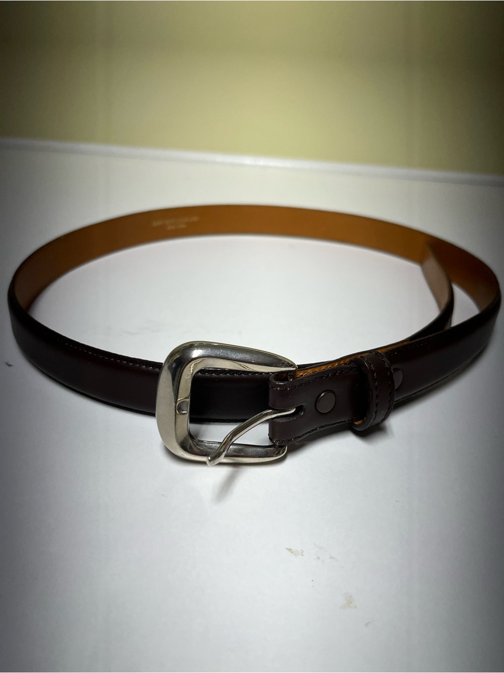 Men’s Barry Kieselstein-Cord Size 36 Smooth Brown Leather Belt (Generic Buckle)